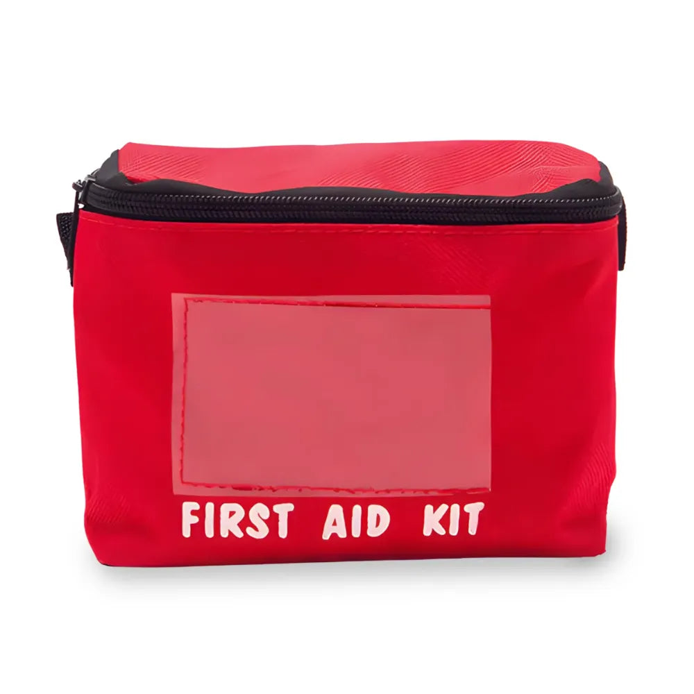FSB6 Red Personal First Aid Kit Bag with Zipper & ID Window Panel