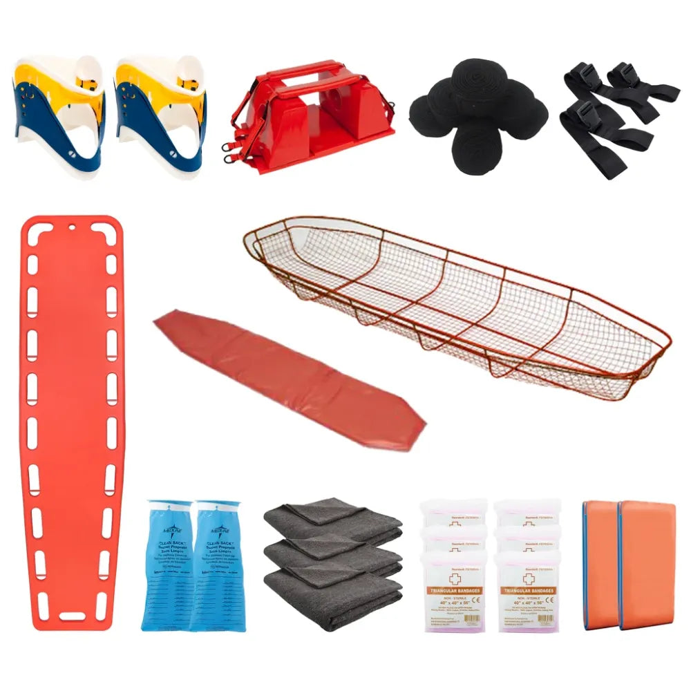 A comprehensive B.C. ETV First Aid Kit (FSBCETV) in a high-visibility orange bag, compliant with British Columbia transport regulations.