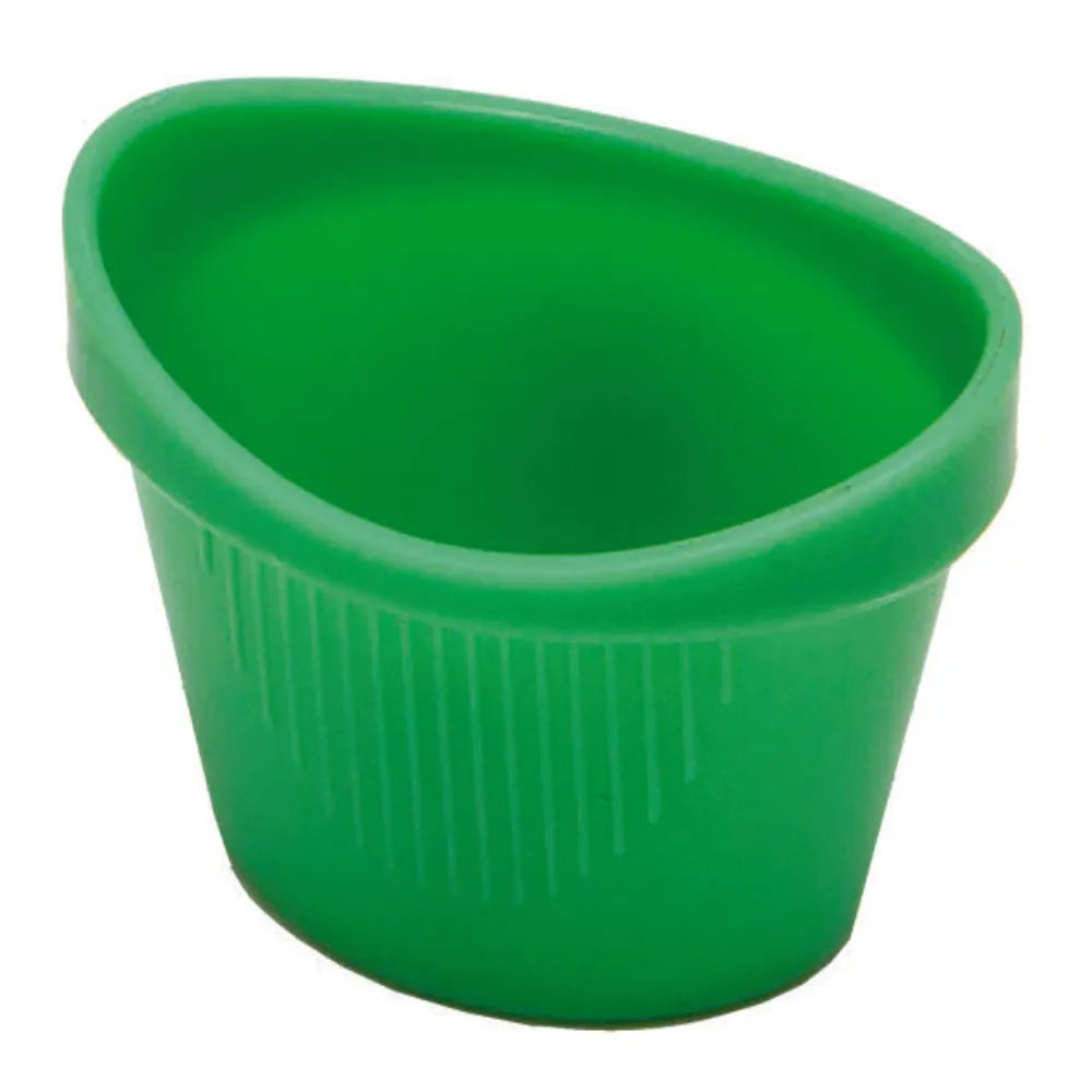 Green contoured plastic eye cup for emergency eye washing and irrigation