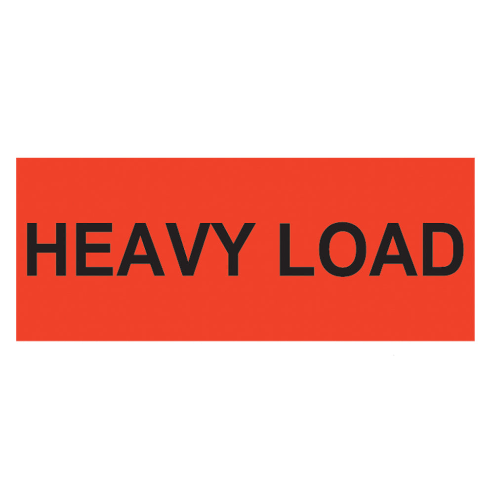 Heavy Load neon red and black shipping label, 2in x 5.38in, 500 per roll