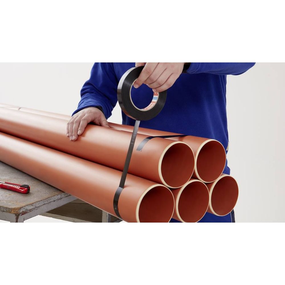 Black Medium Duty Strapping Tape Bundling PVC Pipes