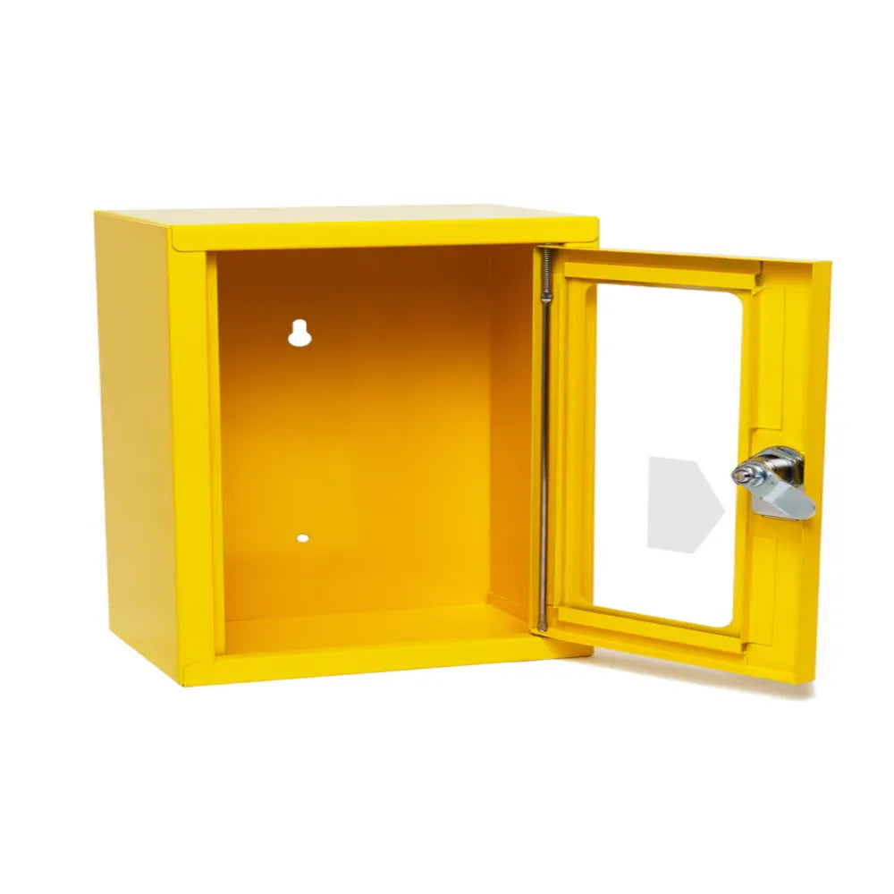 Yellow Emergency Air Horn Cabinet Open Door with Lock & Spring Hinge