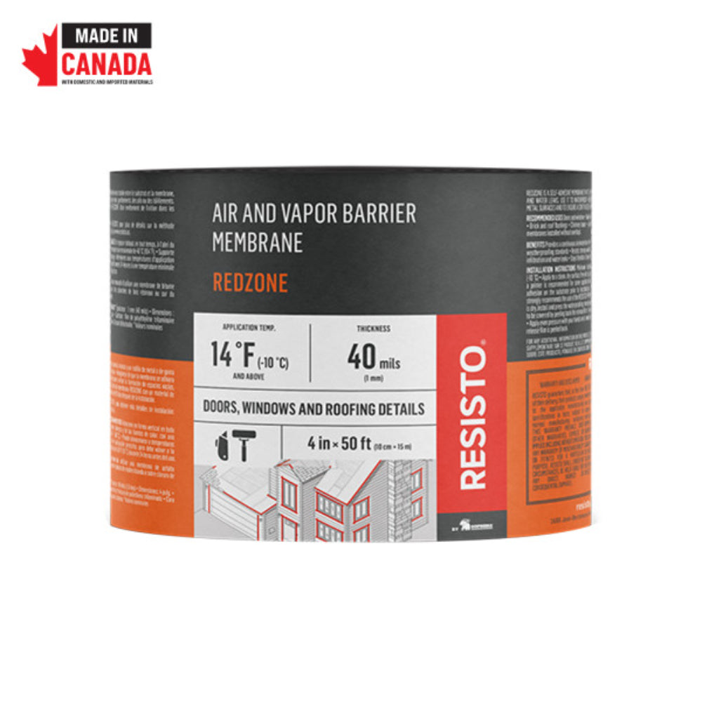 17730 RESISTO 4" x 50 Ft. Redzone 40 Mil Air & Vapor Barrier Membrane
