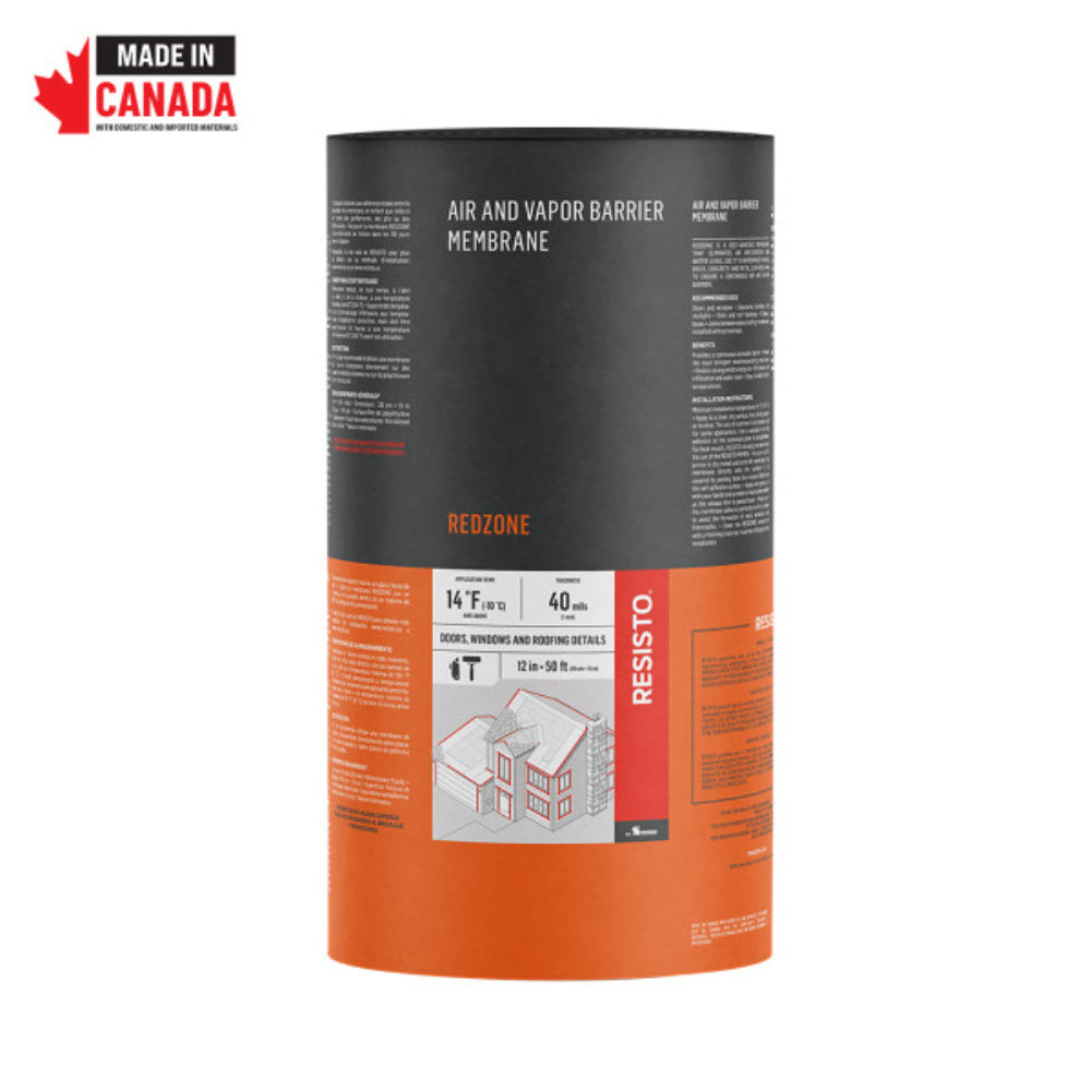 17733 RESISTO 12" x 50 Ft. Redzone 40 Mil Air & Vapor Barrier Membrane