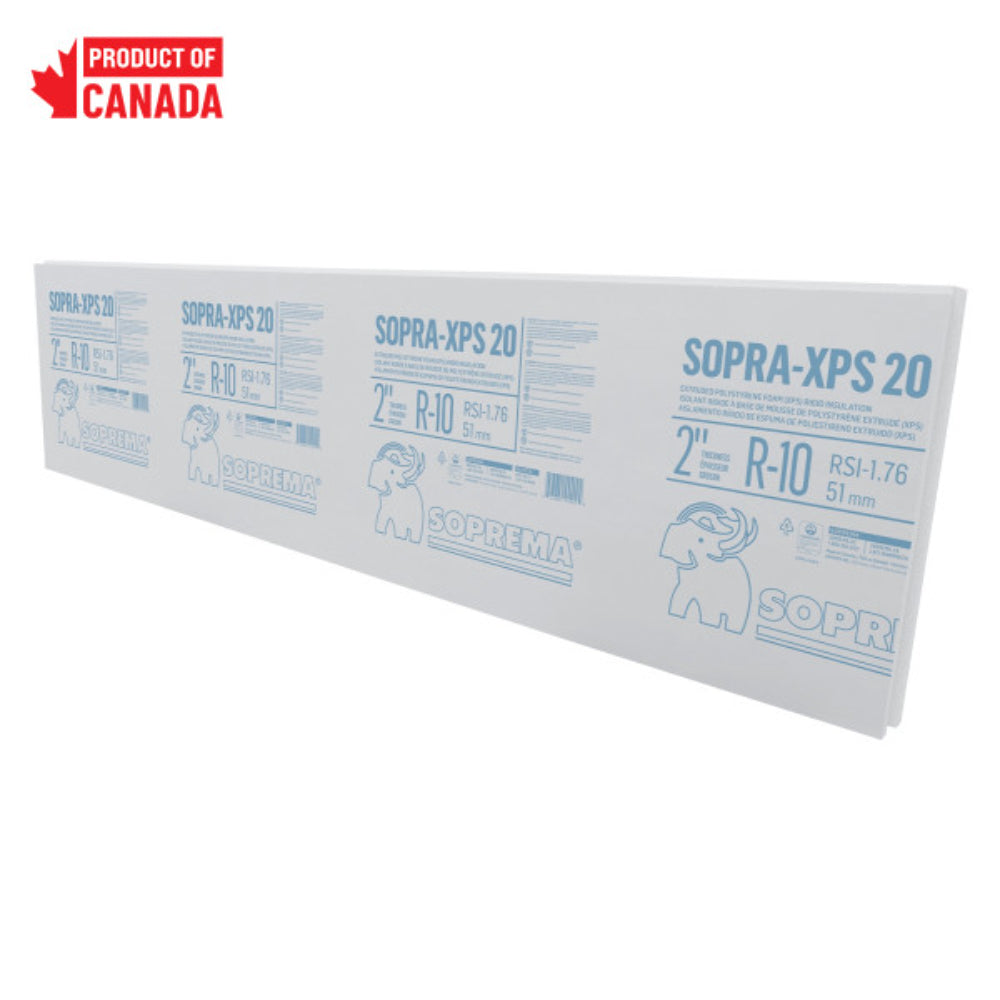 SOPREMA SOPRA-XPS 20 XPS Insulation Board | 2" x 2' x 8' | Shiplap