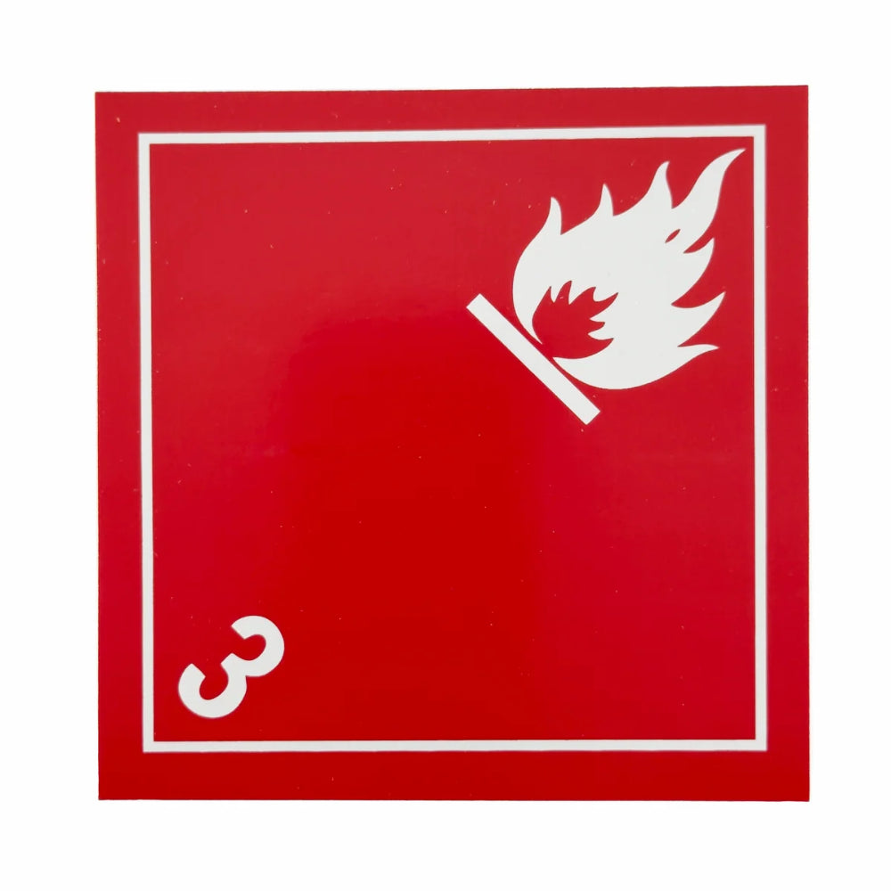 Class 3 Placard Label | Red Flammable Liquid Hazard Sign | 4" x 4"