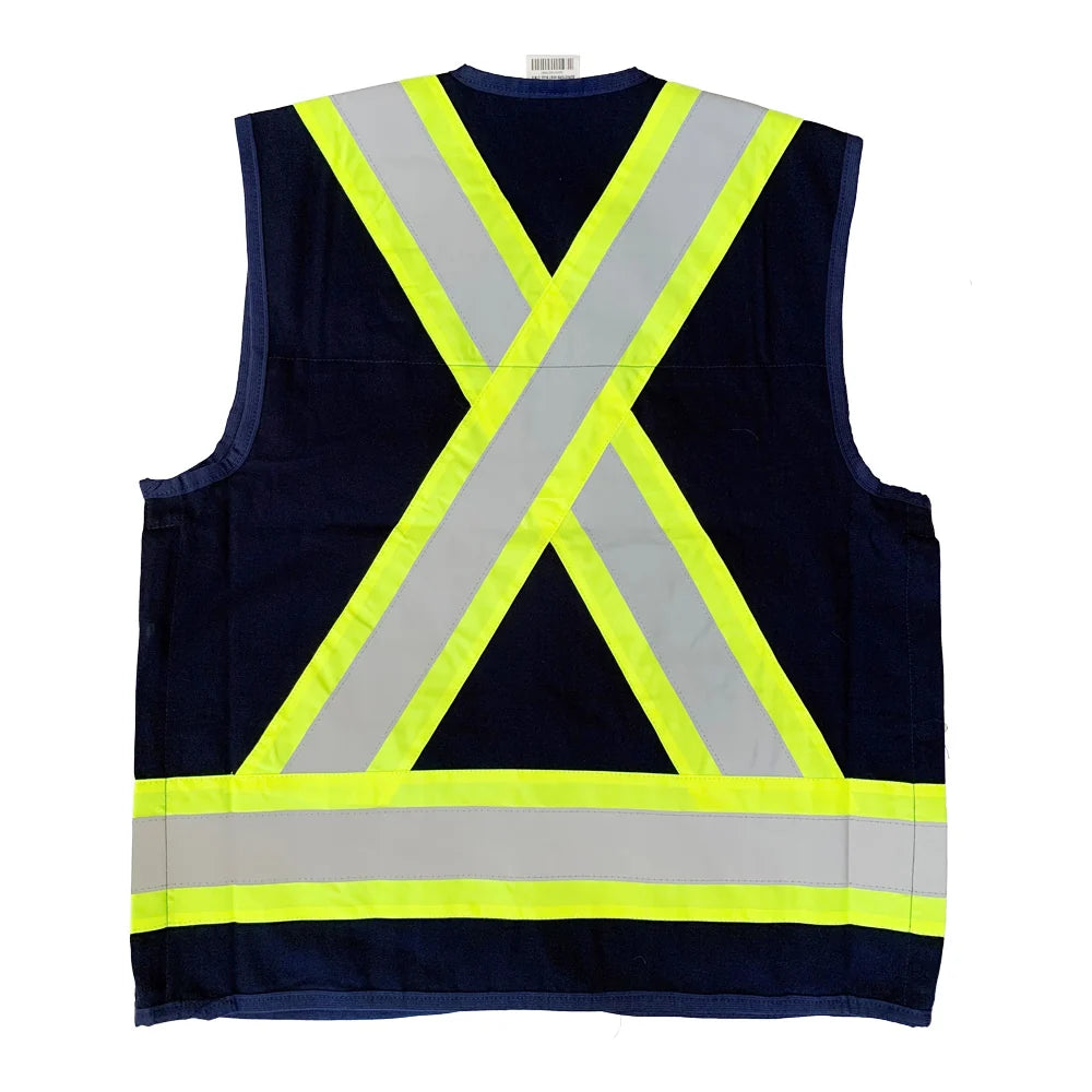Surveyors Vest Blue with Reflective Tape | High Visibility Safety Vest