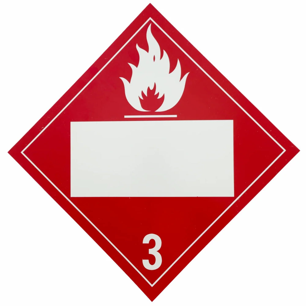 Class 3 Rigid Plastic Placard With White Box | Flammable Liquid Hazard Sign