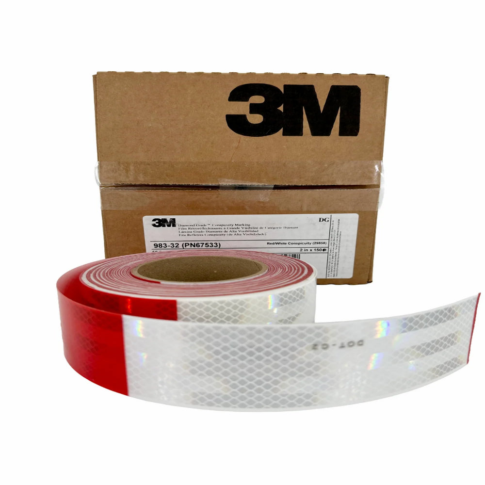 3M Reflective Tape 2" Red/White Self-Adhesive | High-Visibility Safety Tape Sold By The Foot