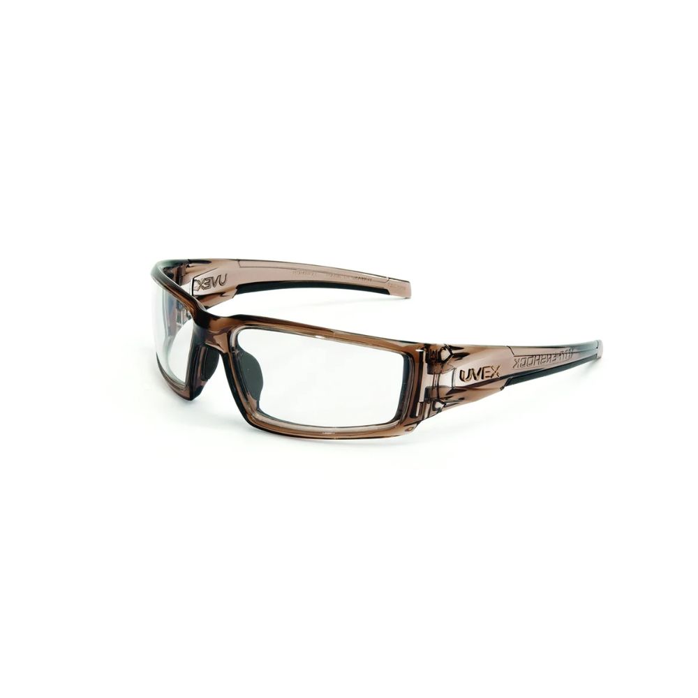 Hypershock Safety Glasses – Brown Frame & Clear Lens