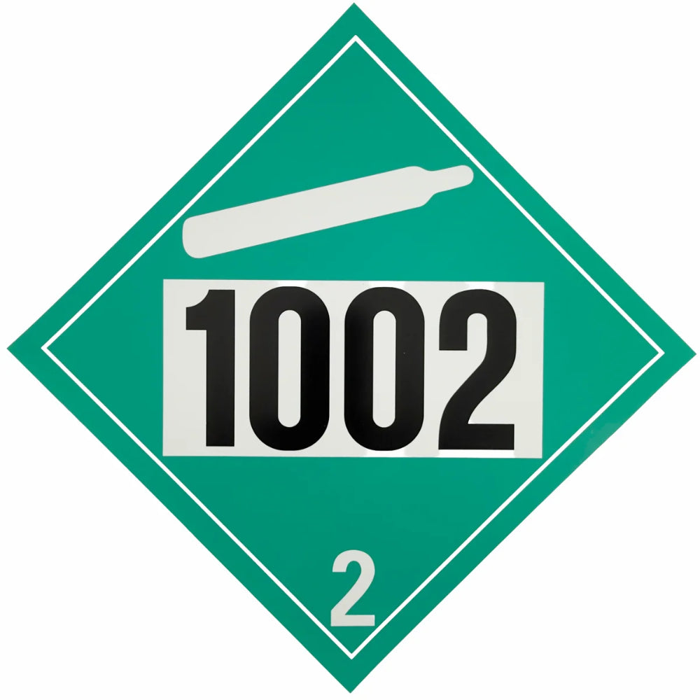 Class 2.2 (UN 1002) Oxygen Compressed Gas Placard | Non-Flammable Gas Hazard Sign