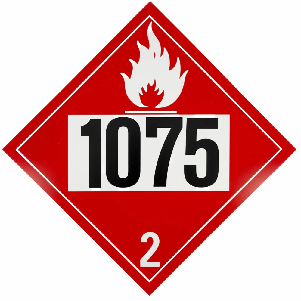 Class 2 (UN 1075) Liquefied Petroleum Gas (LPG) Placard | Flammable Gas Hazard Sign