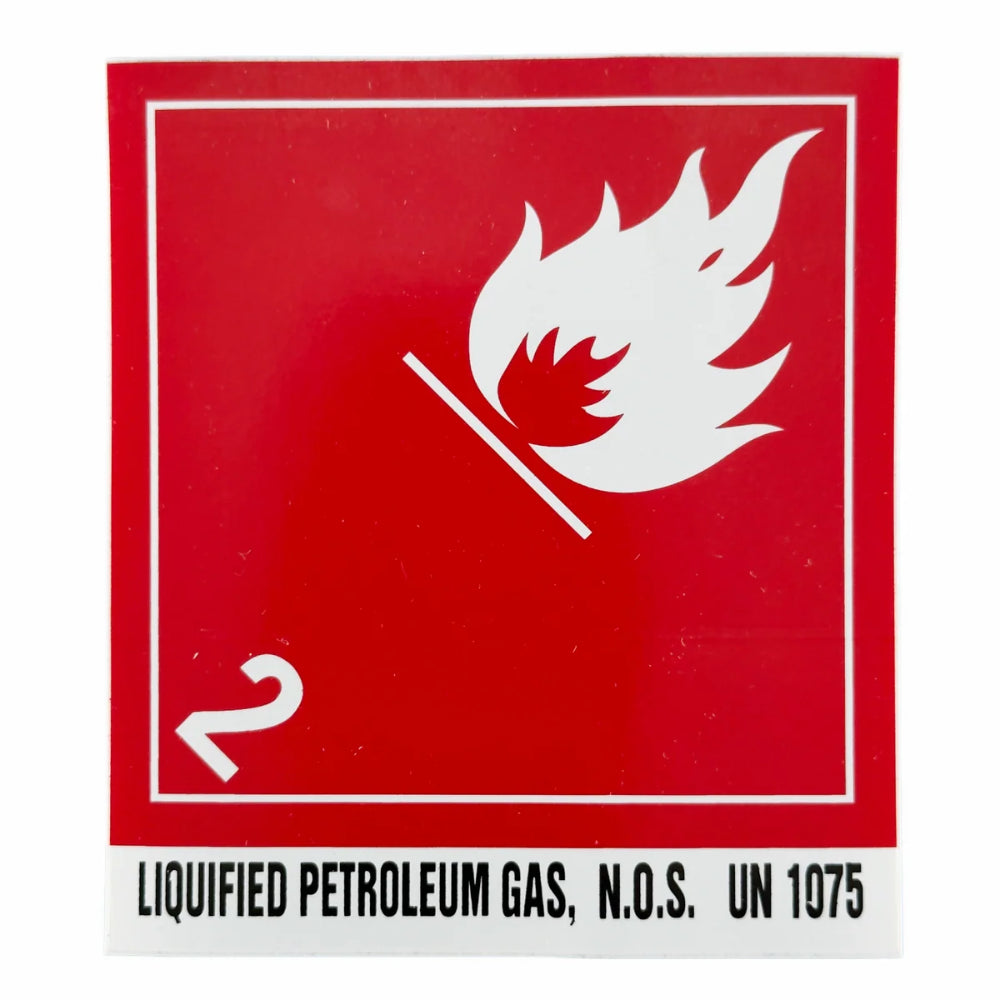 Class 2 Placard Label | Liquefied Petroleum Gas UN 1075 | 4" × 4"