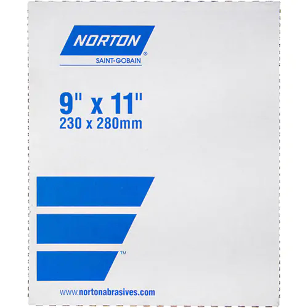Norton No-Fil Adalox A275 Sandpaper Sheets, 9" x 11", Aluminum Oxide