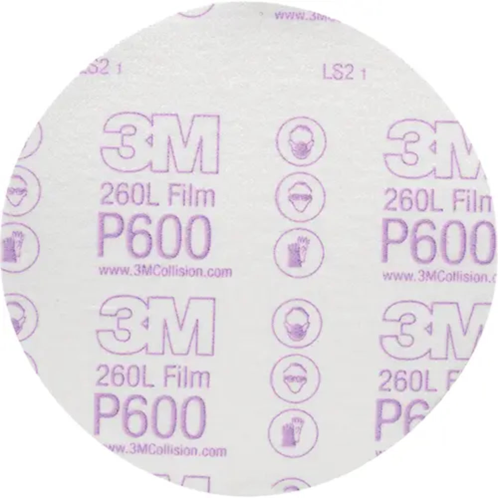 3M Hookit™ 260L Finishing Film Sanding Disc 00971, 6-Inch, P600 Grit, Aluminum Oxide