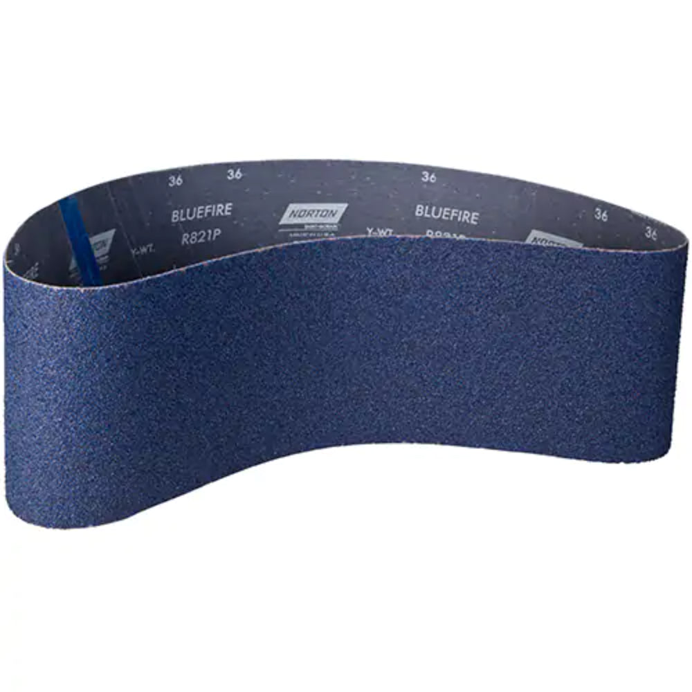 Norton BlueFire® Narrow Benchstand Sanding Belt, 6" x 48", Zirconia Alumina