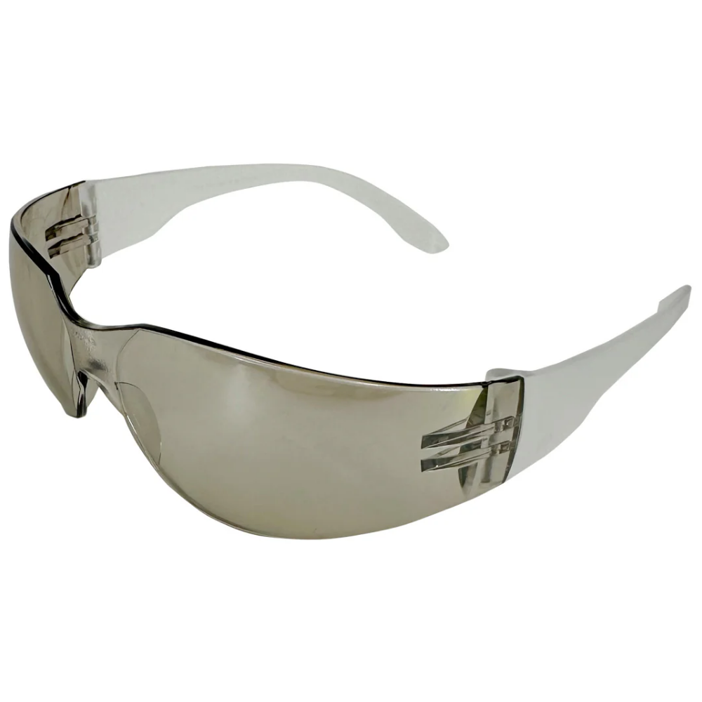 LEO Columbia Ultra protective safety glasses with scratch-resistant clear wrap-around lenses and matching clear arms.