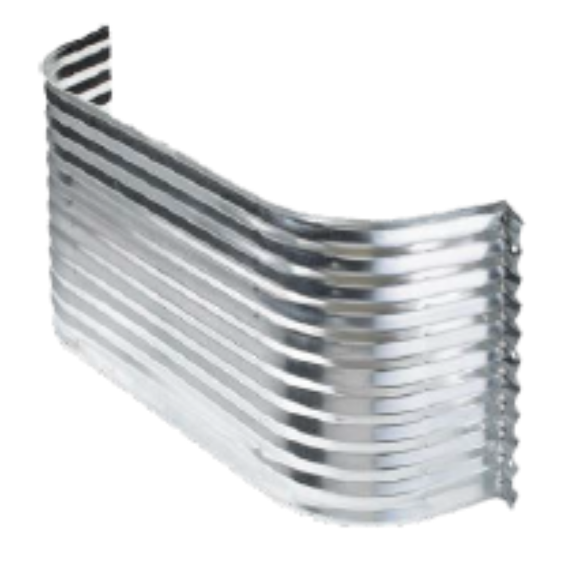 A heavy-duty galvanized Leo Tools Window Well featuring a corrugated design for maximum structural strength and basement light.