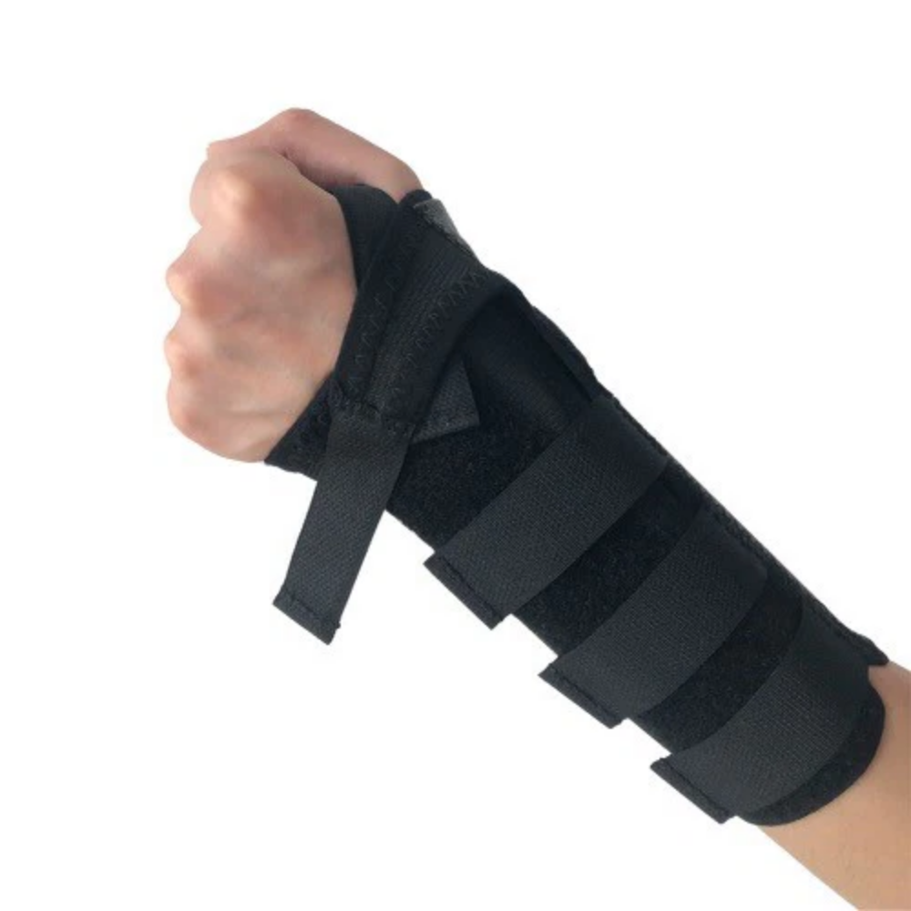 LEO Wrist Support left hand black adjustable splint brace worn on wrist