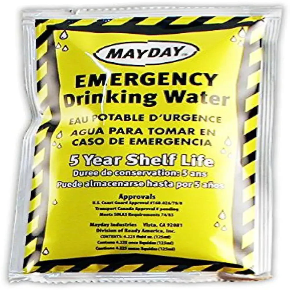 Mayday emergency drinking water pouch for survival kits