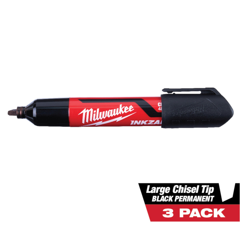 Milwaukee 48-22-3250 INKZALL Large Chisel Tip Black Markers - 3pk