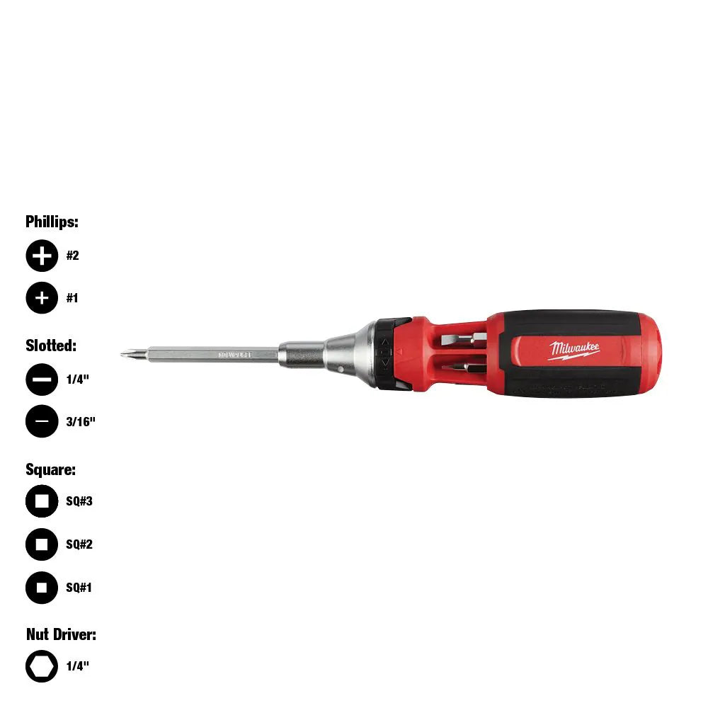 Milwaukee 48-22-2322 Tool 9-in-1 Square Drive Ratcheting Multi-Bit Screwdriver