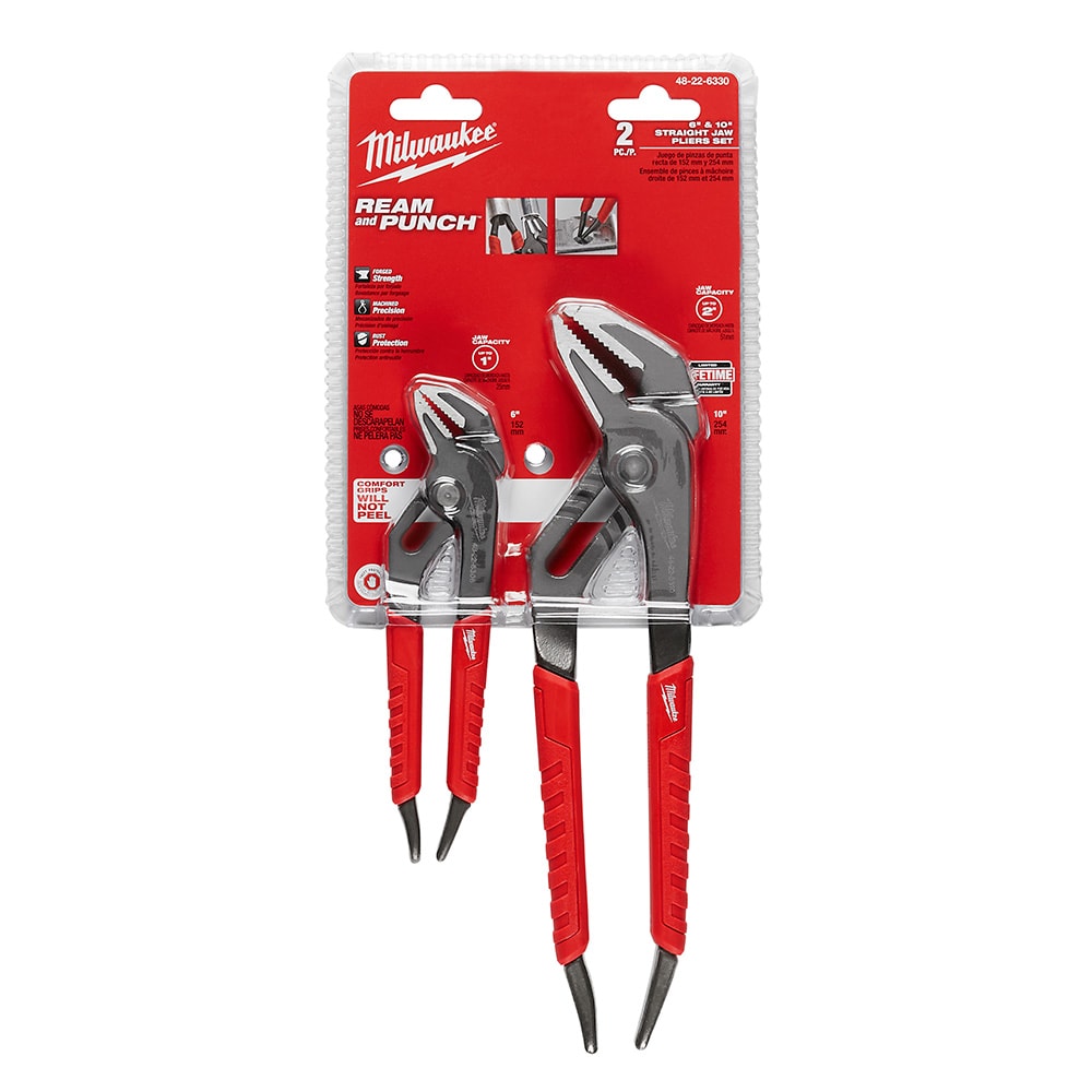 Milwaukee 48-22-6330 Tool 6-inch and 10-inch Straight-Jaw Pliers Set (2-Piece)
