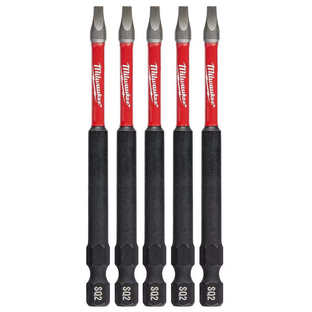 Milwaukee 48-32-4574 Tool SHOCKWAVE Impact Duty 3-1/2 inch Square #2 Alloy Steel Screw Driver Bit (5-Pack)