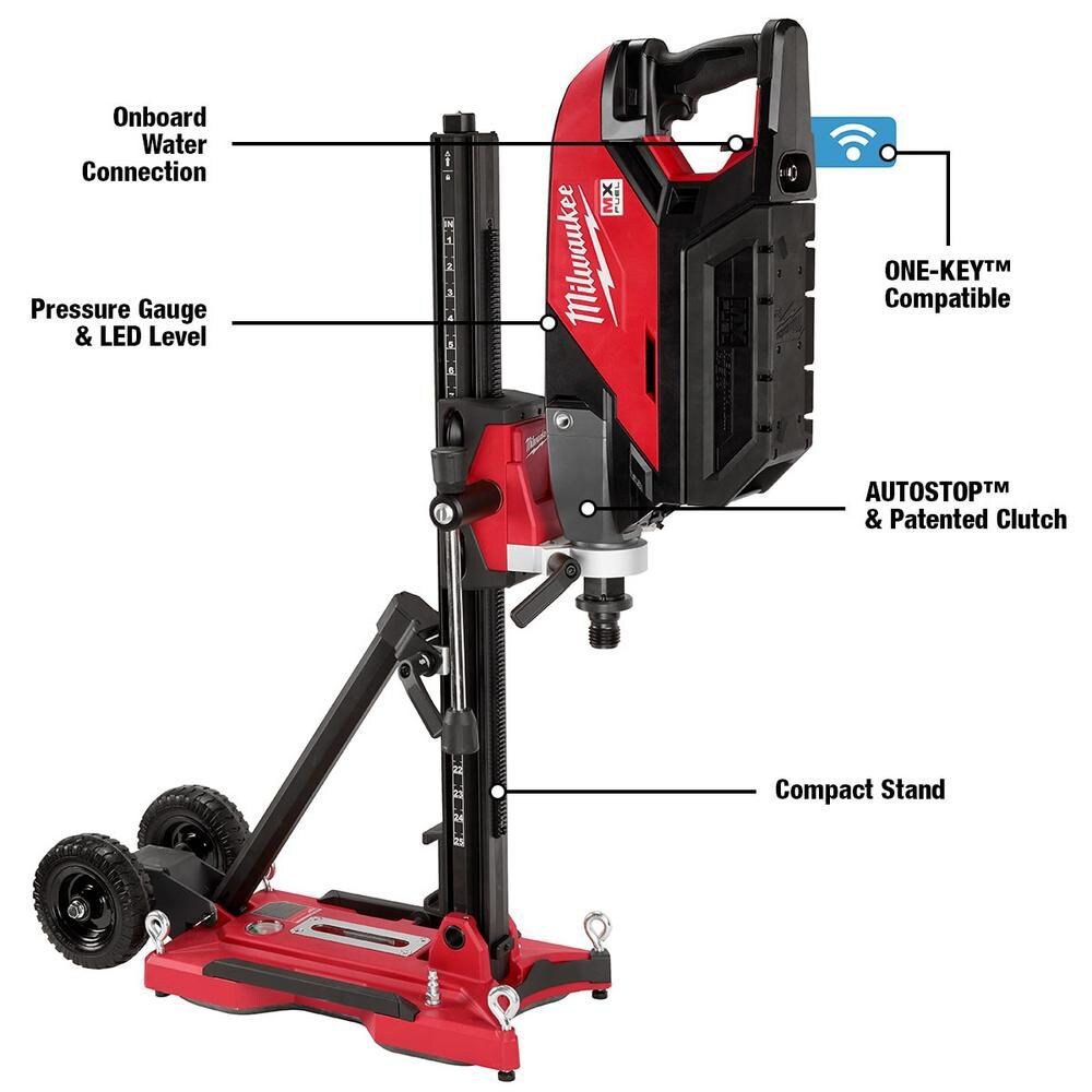 Milwaukee MXF301-2CXS Tool MX FUEL Lithium-Ion Cordless Handheld Core Drill Kit with Stand, (2) Batteries and Charger