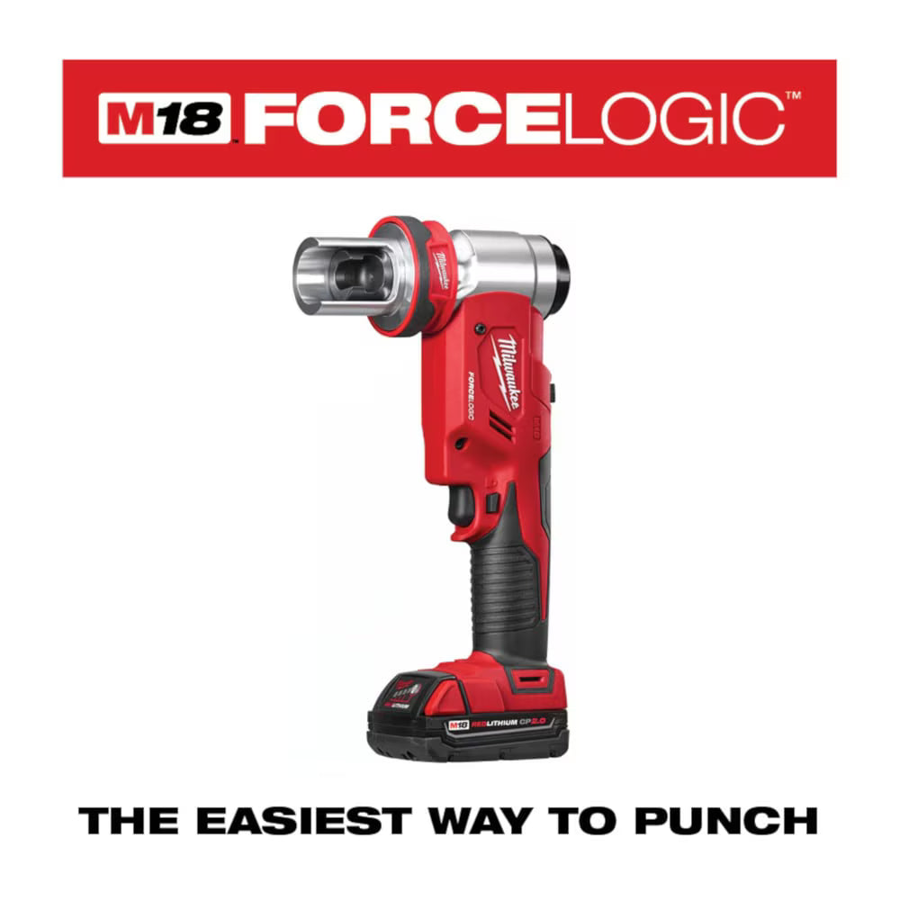 Milwaukee 2677-23 Tool M18 18-Volt Li-Ion 1/2 -inch - 4 -inch FORCE LOGIC 6 Ton Cordless Knockout Kit 2.0Ah Battery