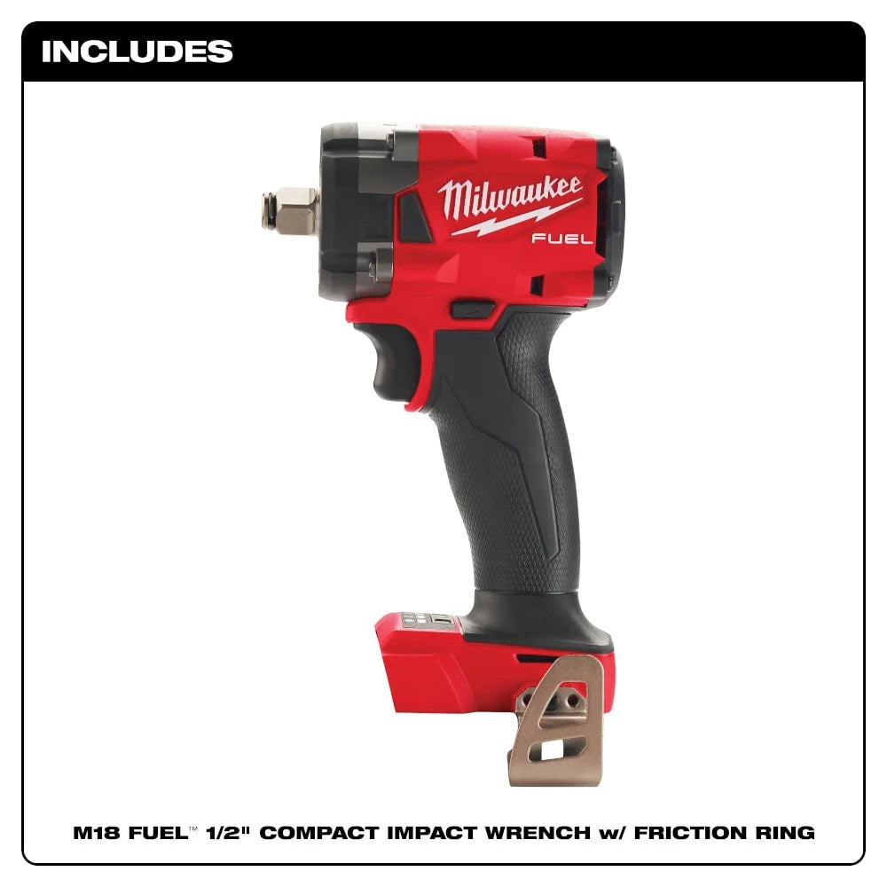 Milwaukee 2855-20 Tool M18 FUEL Gen-2 Brushless Cordless 1/2-inch Compact Impact Wrench with Friction Ring (Tool-Only)