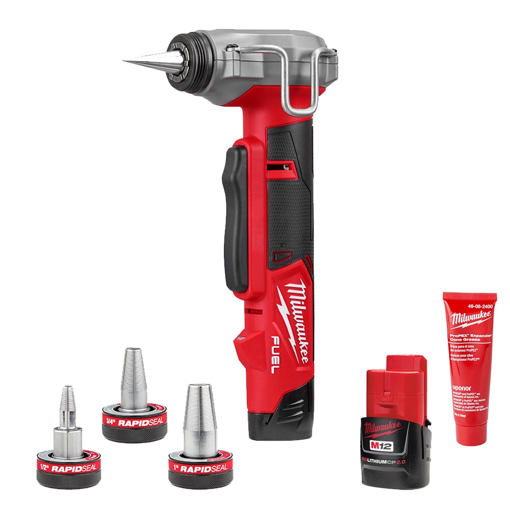 Milwaukee 2532-22 Tool M12 Fuel Cordless 3/8 -inch - 1 -inch PEX Expansion Tool Kit with (2) Batteries, (3) Expansion Heads