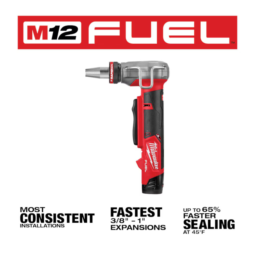 Milwaukee 2532-22 Tool M12 Fuel Cordless 3/8 -inch - 1 -inch PEX Expansion Tool Kit with (2) Batteries, (3) Expansion Heads