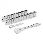 Milwaukee 48-22-9044 Tool 25pc 1/4 Inch Drive Metric & SAE Ratchet and Socket Set with FOUR FLAT SIDES