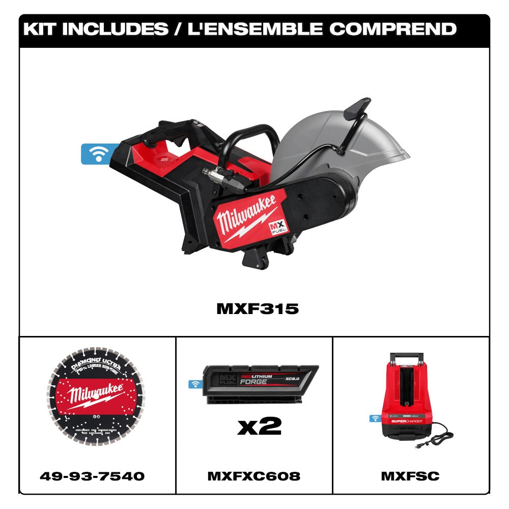 Milwaukee MXF315-2XC Tool MX FUEL Lithium-Ion 14 inch Cordless Cut-Off Saw with RAPIDSTOP Brake Kit 2/ (2) Batteries
