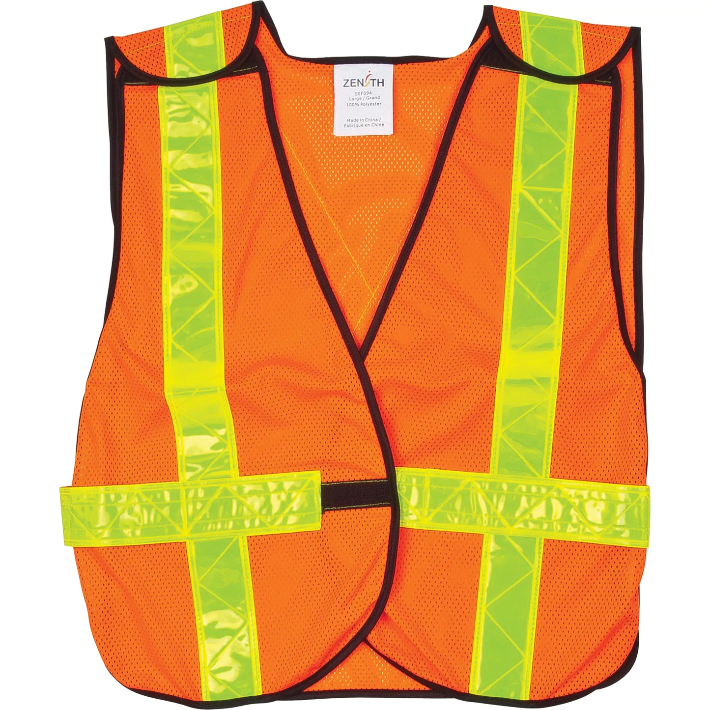 Standard-Duty Safety Vest – High Visibility Orange, Medium, 5-Point Tear-Away, 2" Reflective Stripes