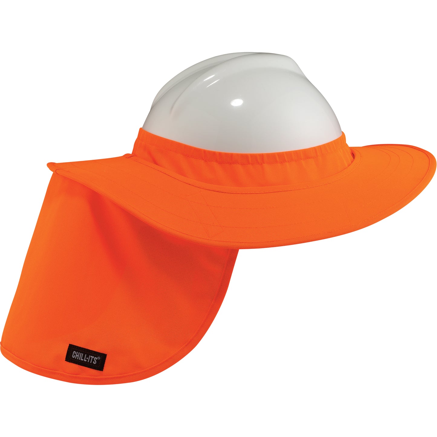 Ergodyne Chill-Its® 6660 Hard Hat Brim with Neck Shade – High Visibility Lime-Yellow/Orange , Universal Fit