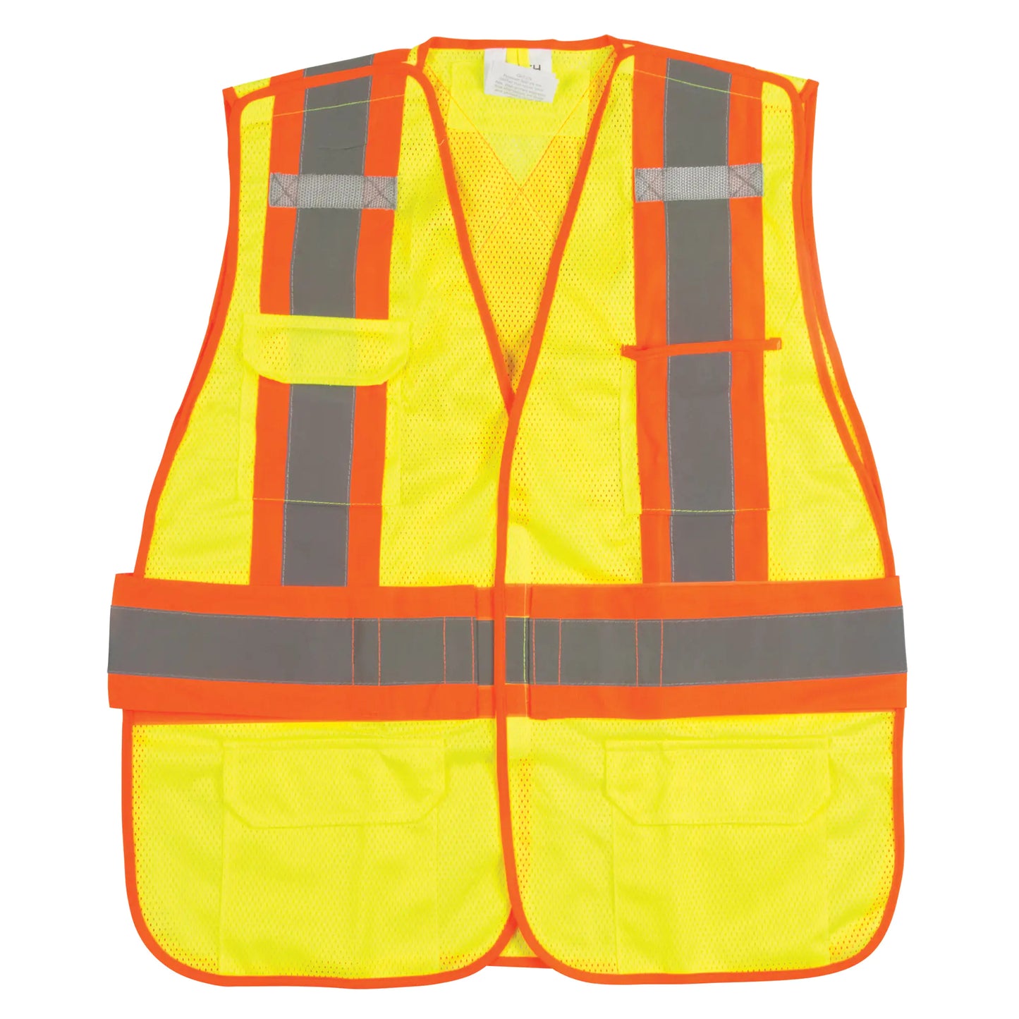 CSA-Compliant High Visibility Surveyor Vest – Lime-Yellow, Medium, 5-Point Tear-Away, D-Ring Access, Machine Washable