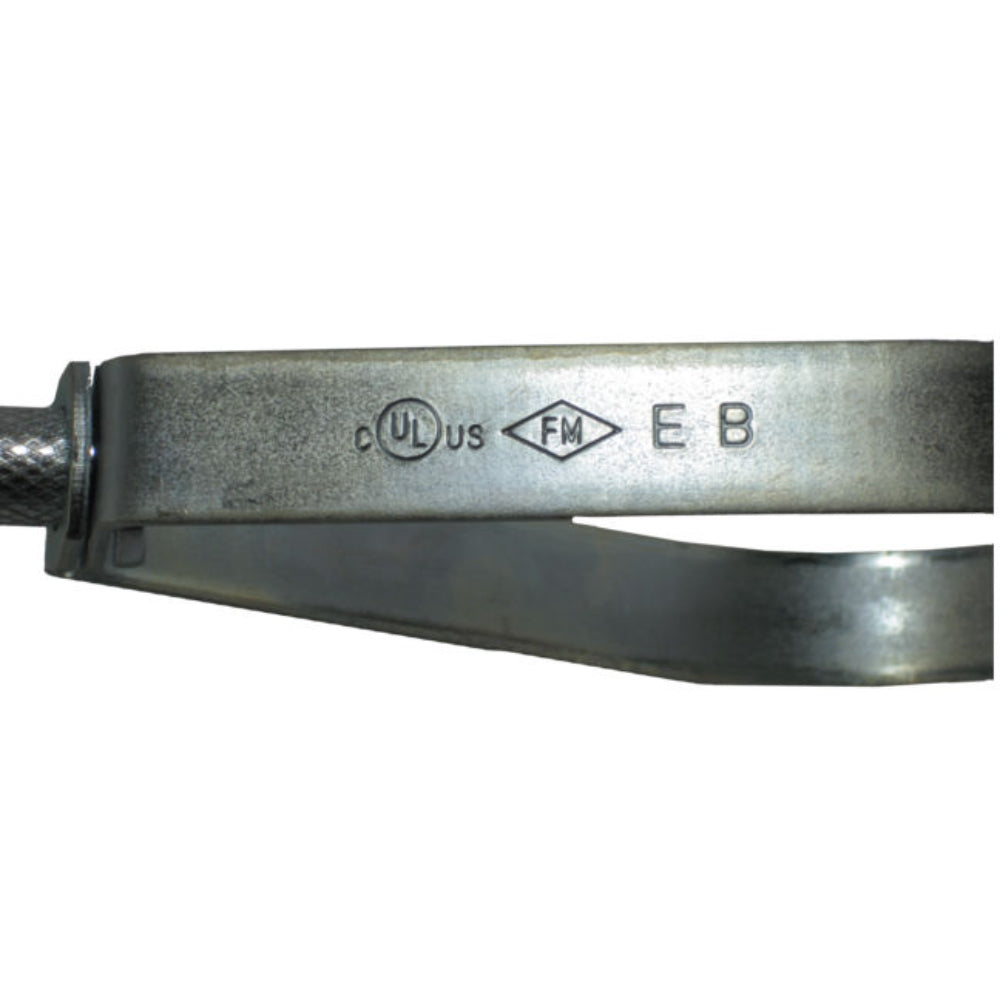 Close-up of FM and UL approved stamp on pre-galvanized swivel ring hanger