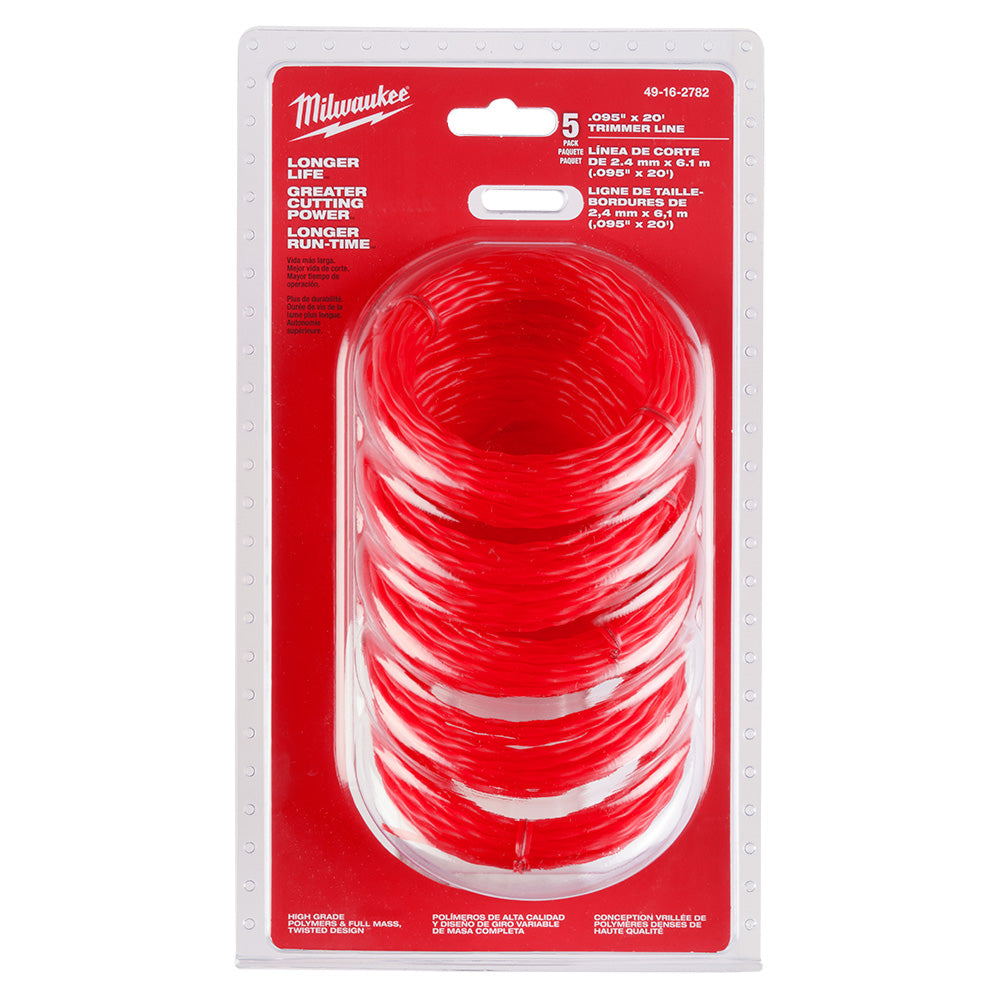 Milwaukee 49-16-2782 .095in x 20' Twisted Trimmer Line - 5pk