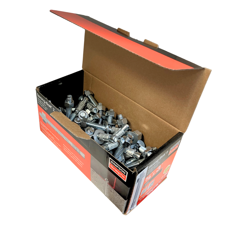 Simpson STB2-37300F50 Strong-Bolt® 2 — 3/8 in. x 3 in. Wedge Anchor, Fully Assembled (Box of 50 pcs.)
