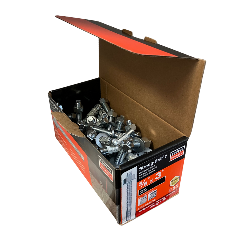 Simpson STB2-37300F50 Strong-Bolt® 2 — 3/8 in. x 3 in. Wedge Anchor, Fully Assembled (Box of 50 pcs.)