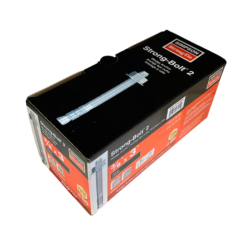 Simpson STB2-37300F50 Strong-Bolt® 2 — 3/8 in. x 3 in. Wedge Anchor, Fully Assembled (Box of 50 pcs.)