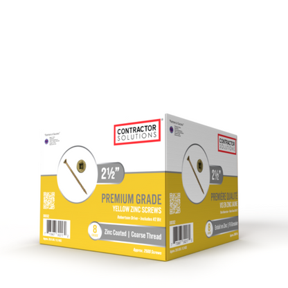 Contractor Solutions #8 x 2-1/2" Premium Grade Yellow Zinc Screws