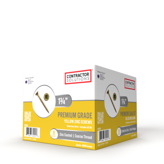 Contractor Solutions #8 x 1-3/4" Premium Grade Yellow Zinc Screws