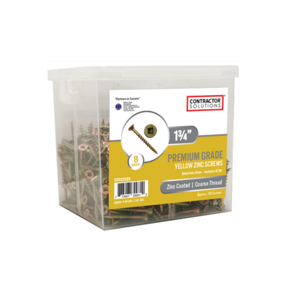 Contractor Solutions #8 x 1-3/4" Premium Grade Yellow Zinc Screws