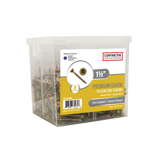 Contractor Solutions #8 x 1-1/2" Premium Grade Yellow Zinc Screws