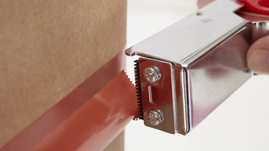 Orange Strapping Tape 4287 Applied on Box with Tape Gun