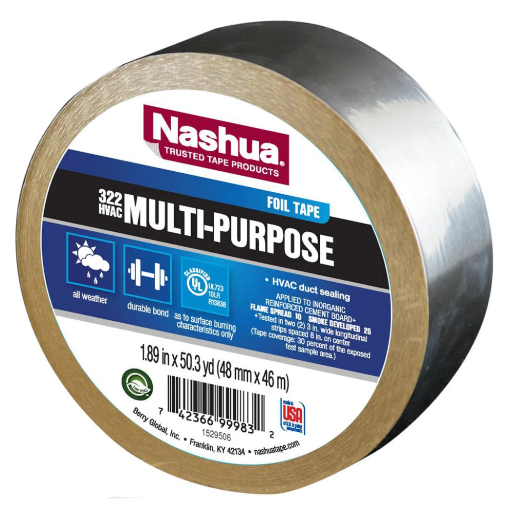 3M 322 Aluminum Foil Tape Silver 48mm x 46m 2 Mil