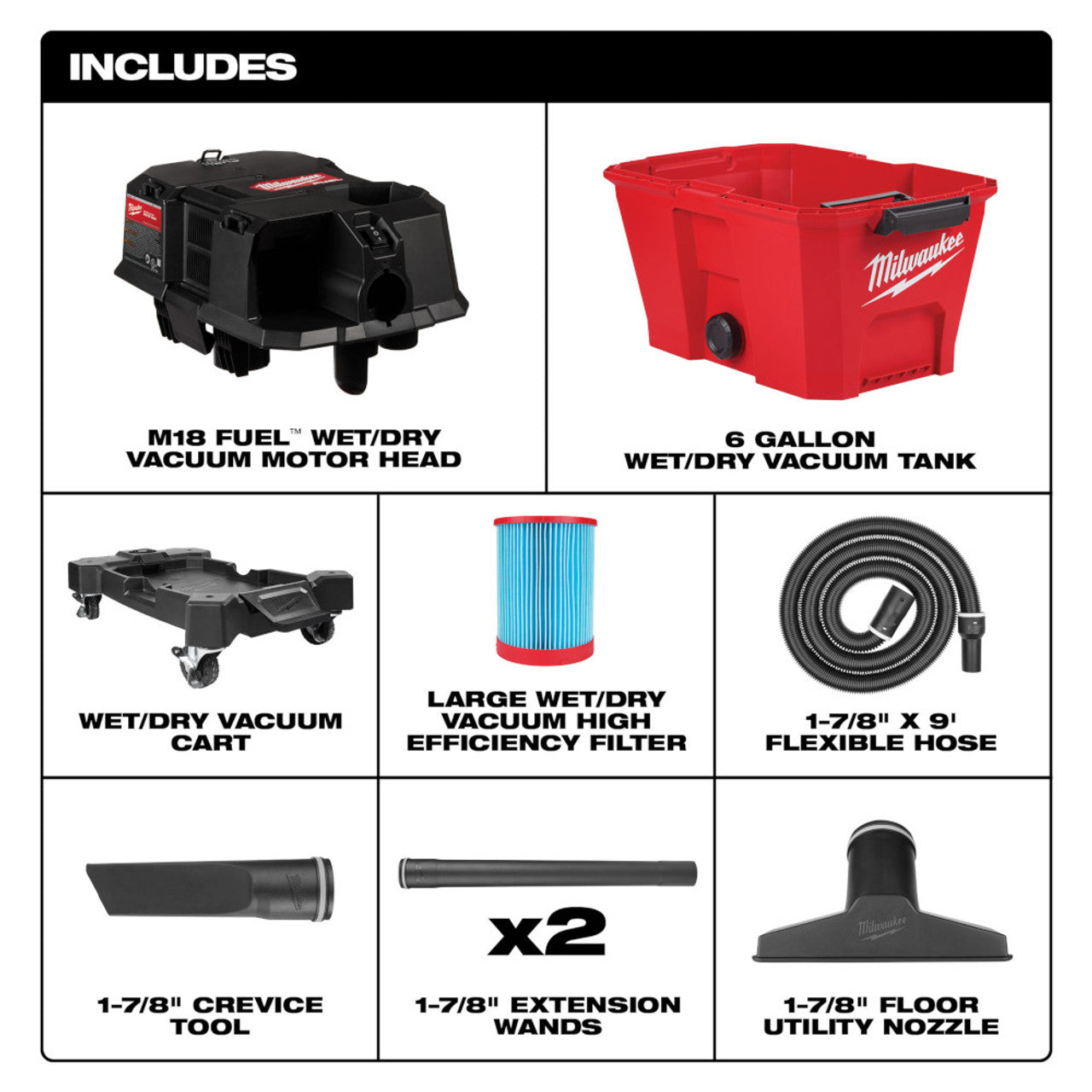 Milwaukee 0910-20 M18 FUEL Cordless 6 Gal Brushless Wet/Dry Vacuum (Tool Only)